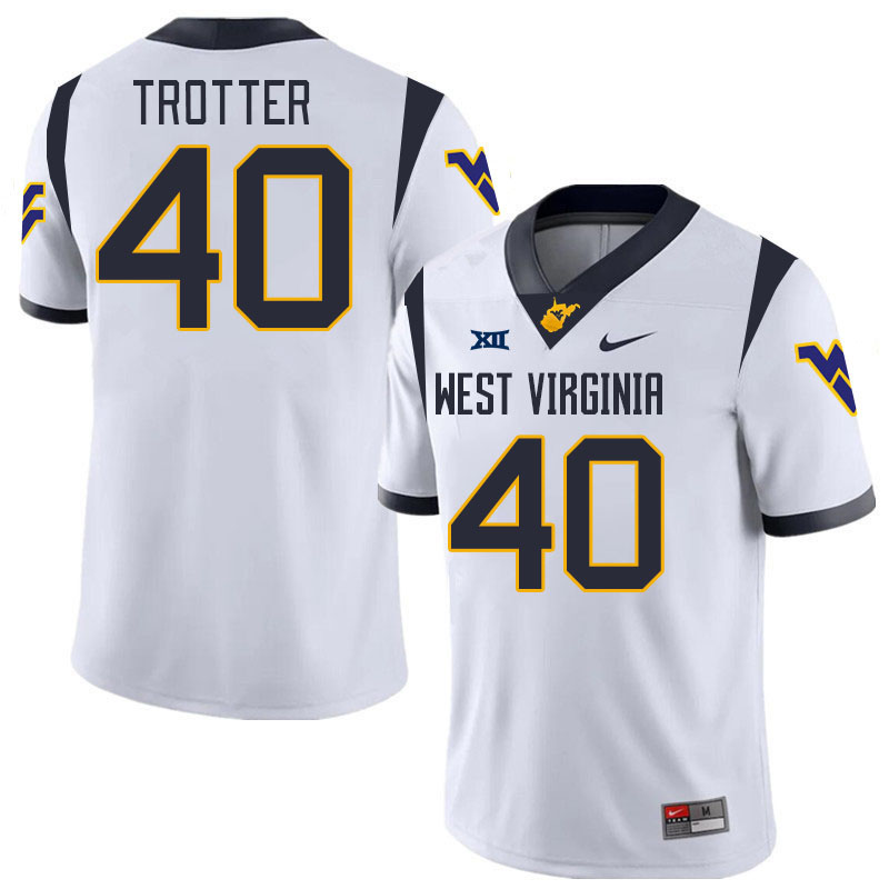 Men #40 Josiah Trotter West Virginia Mountaineers College 2024 New Uniforms Football Jerseys Stitche